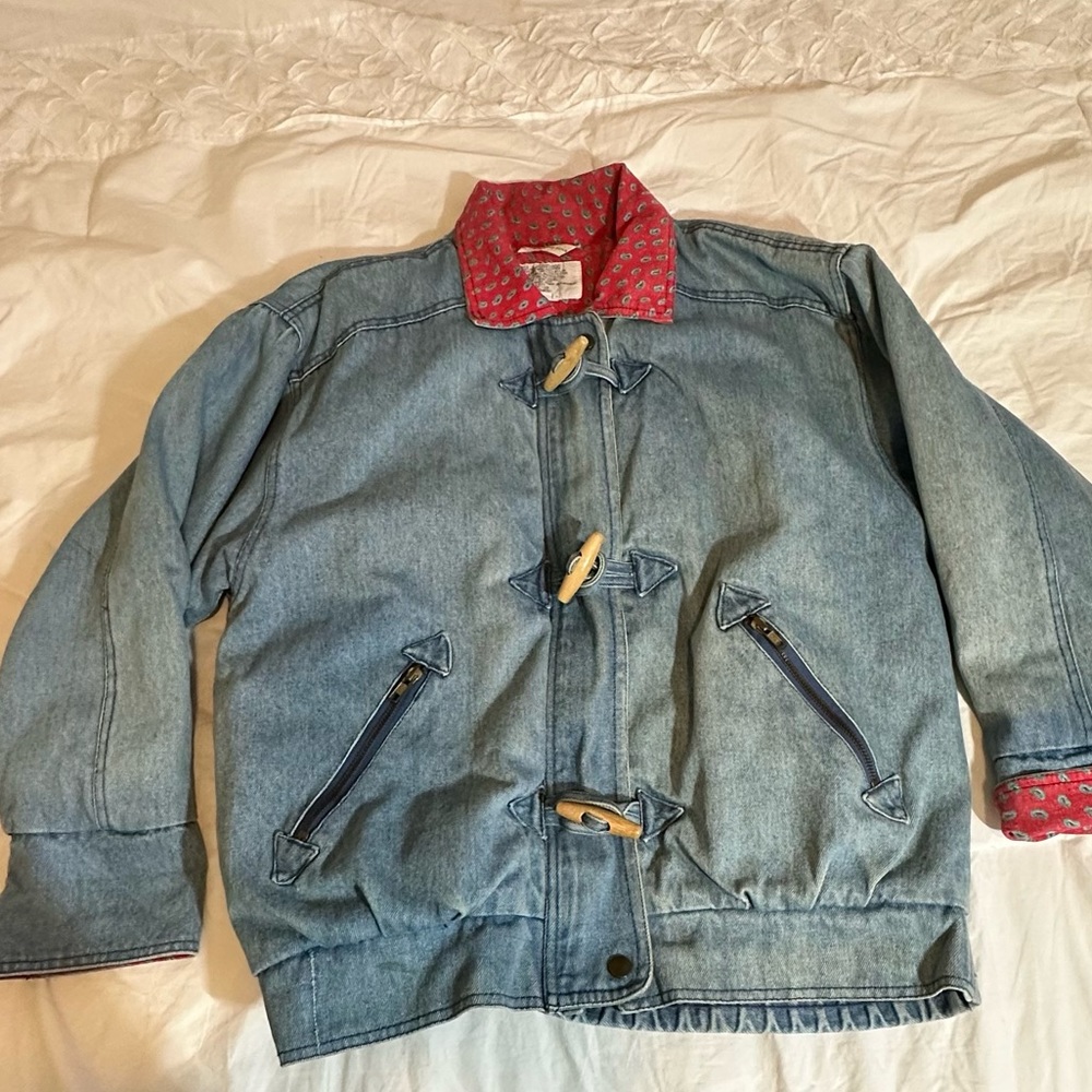 Vintage Bomber Lined Denim Jacket Size Small